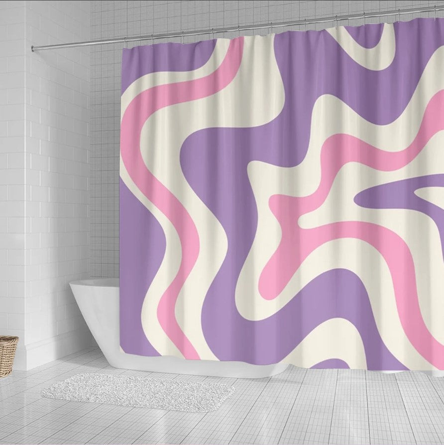 Vintage Retro Wave Purple Shower Curtain