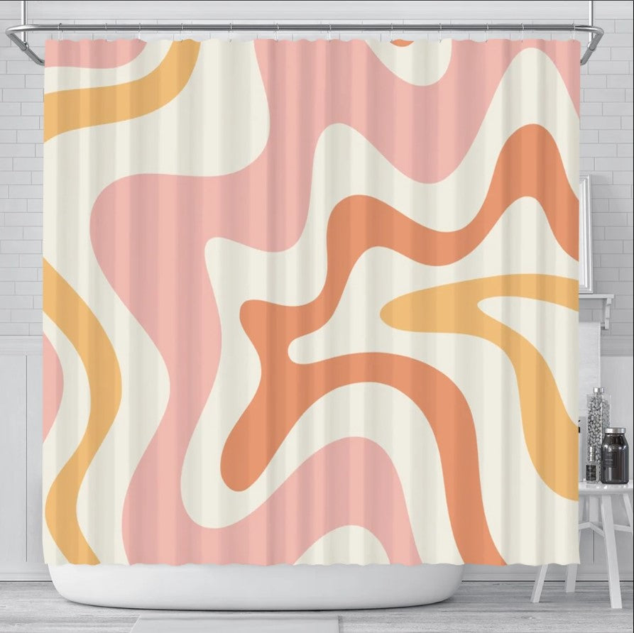 Vintage Retro Wave Colorful Shower Curtain