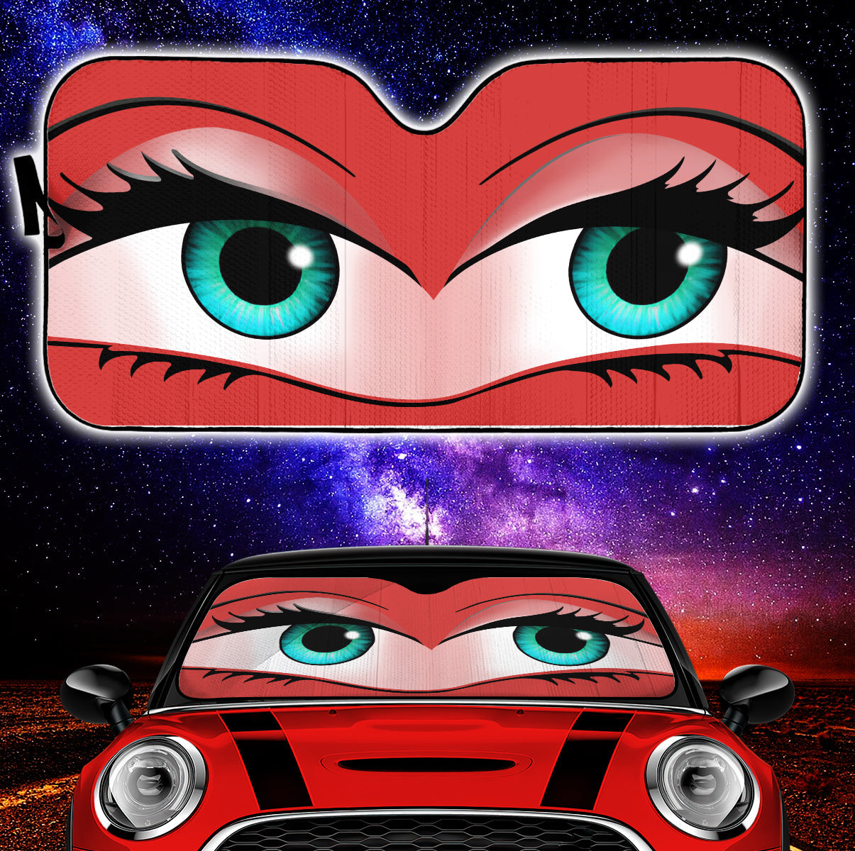 Funny Cute Anime Lady Cartoon Girly Red Car Auto Sunshades Nearkii