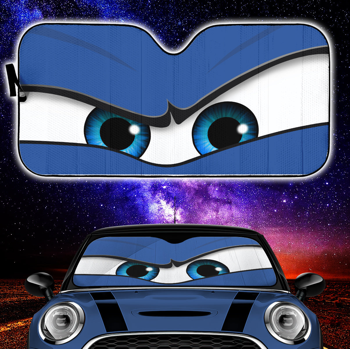 Blue Angry Eyes Car Auto Sun Shades Nearkii