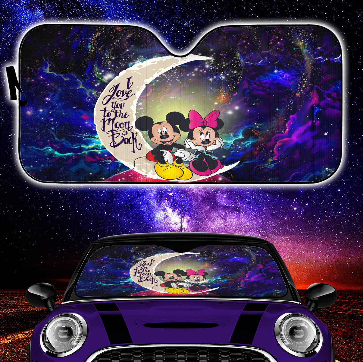 Mouse Couple Love You To The Moon Galaxy Car Auto Sunshades Nearkii