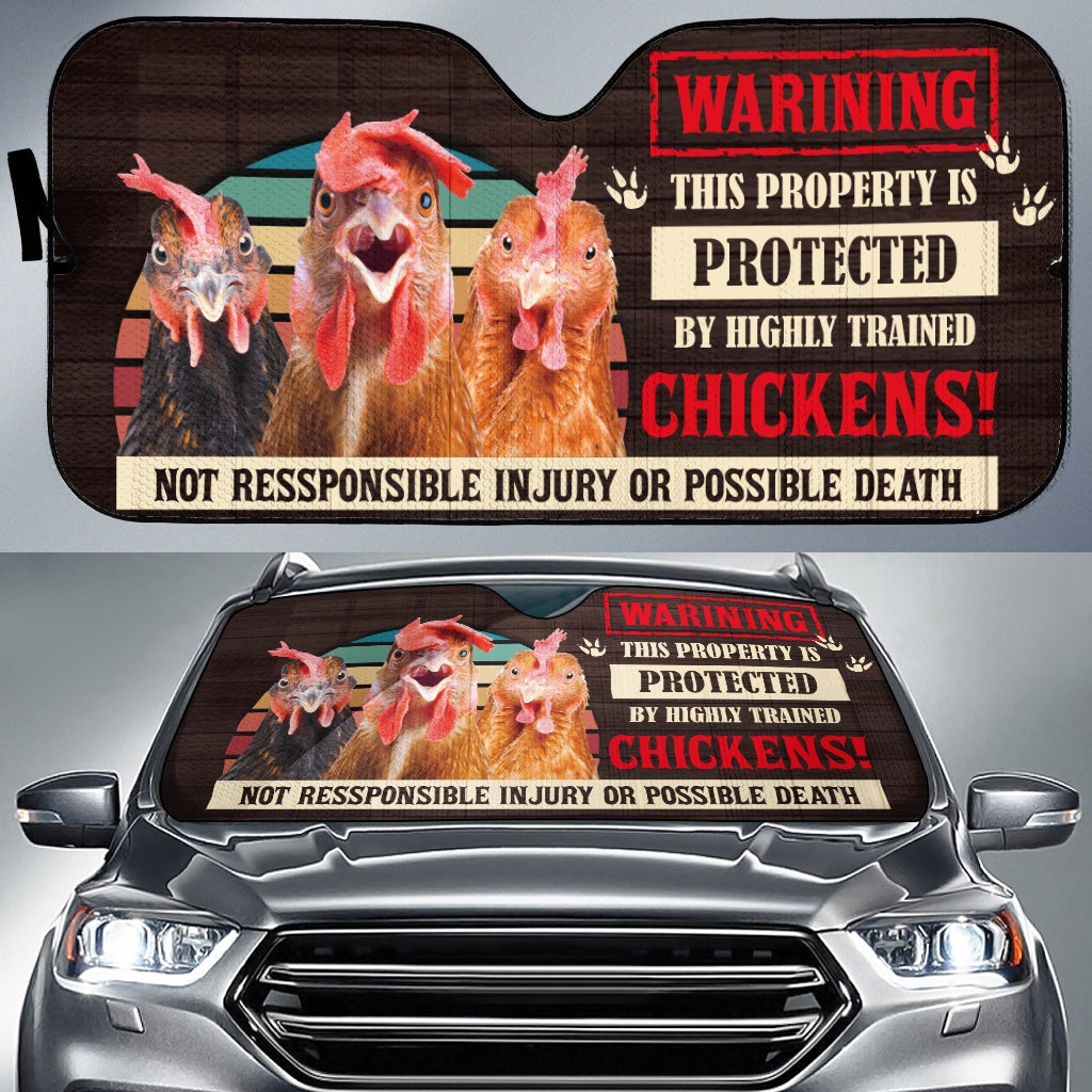 This Property Is Protected By Highly Trained Chickens Car Auto Sunshades Nearkii