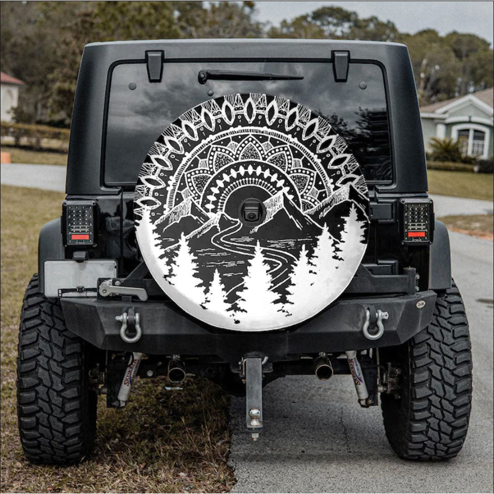 Mandala Mountain Holiday Car Spare Tire Cover Gift For Campers Nearkii