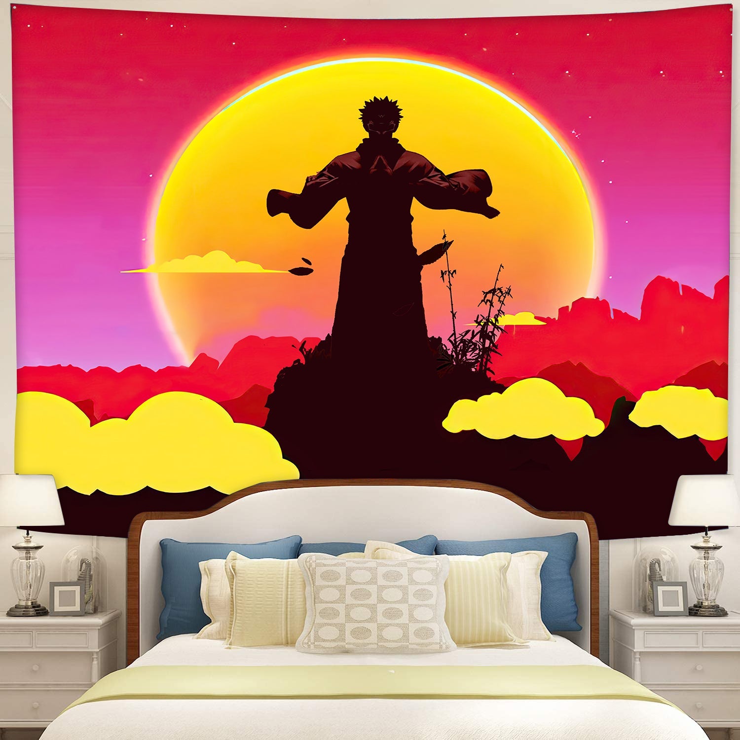 Jujutsu Kaisen Sukuna Anime Sunset Tapestry Room Decor Nearkii