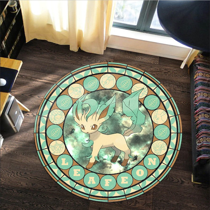 Pokemon Leafeon Round Carpet Rug Bedroom Livingroom Home Decor