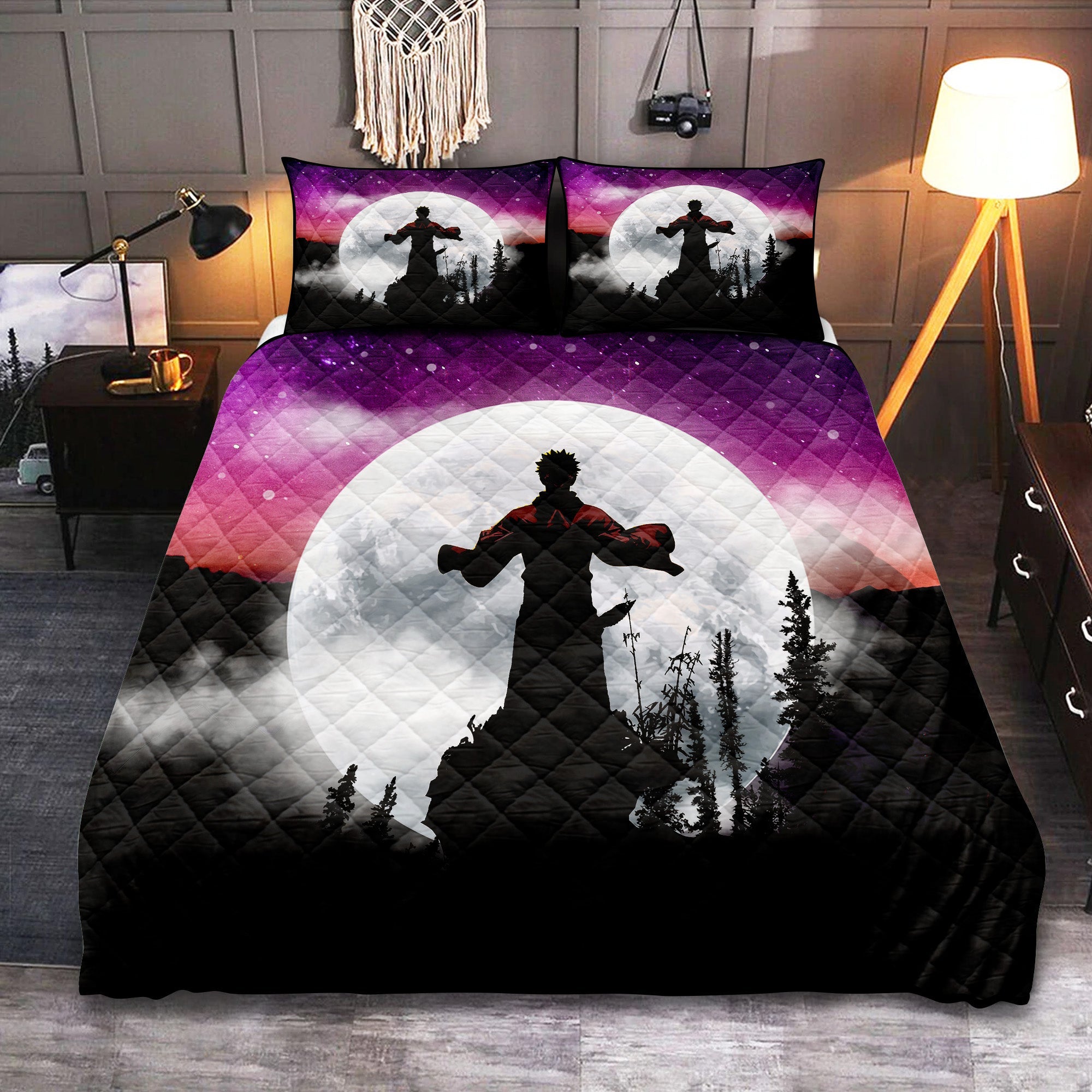 Jujutsu Kaisen Sukuna Anime Moon Night Galaxy Quilt Bed Sets Nearkii