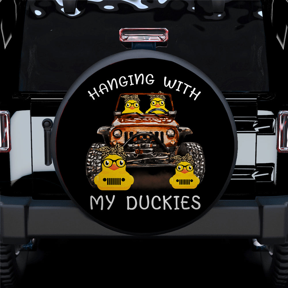 Hanging With My Duckies Orange Jeep Car Spare Tire Covers Gift For Campers Nearkii