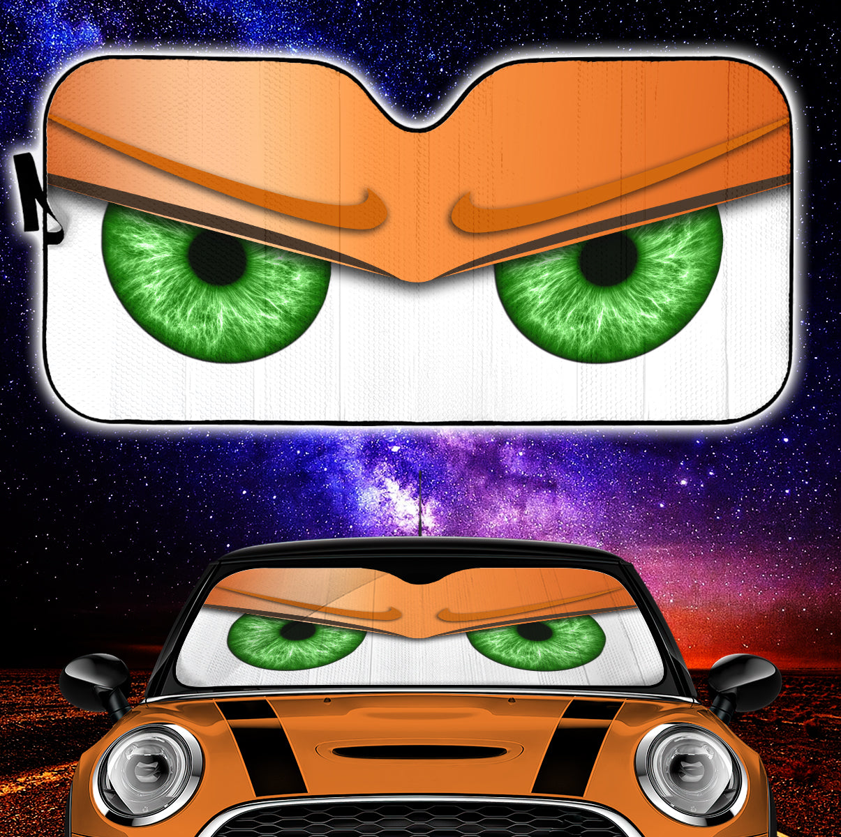 Orange Funny Angry Cartoon Eyes Car Auto Sun Shades Windshield Accessories Decor Gift Nearkii