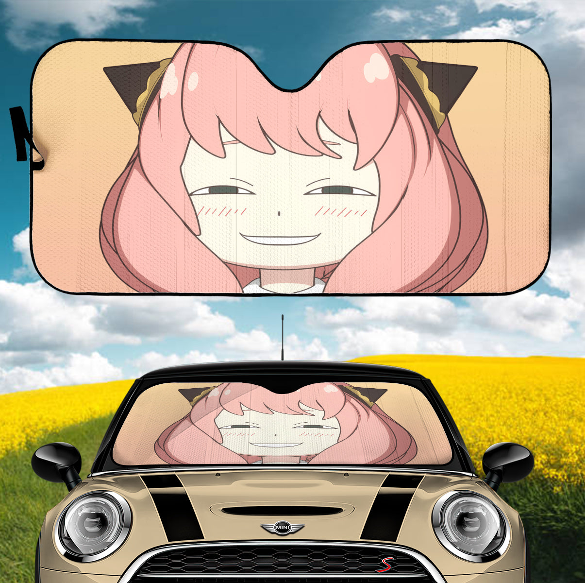 Anya Funny Face Spy X Family Car Auto Sunshades Nearkii