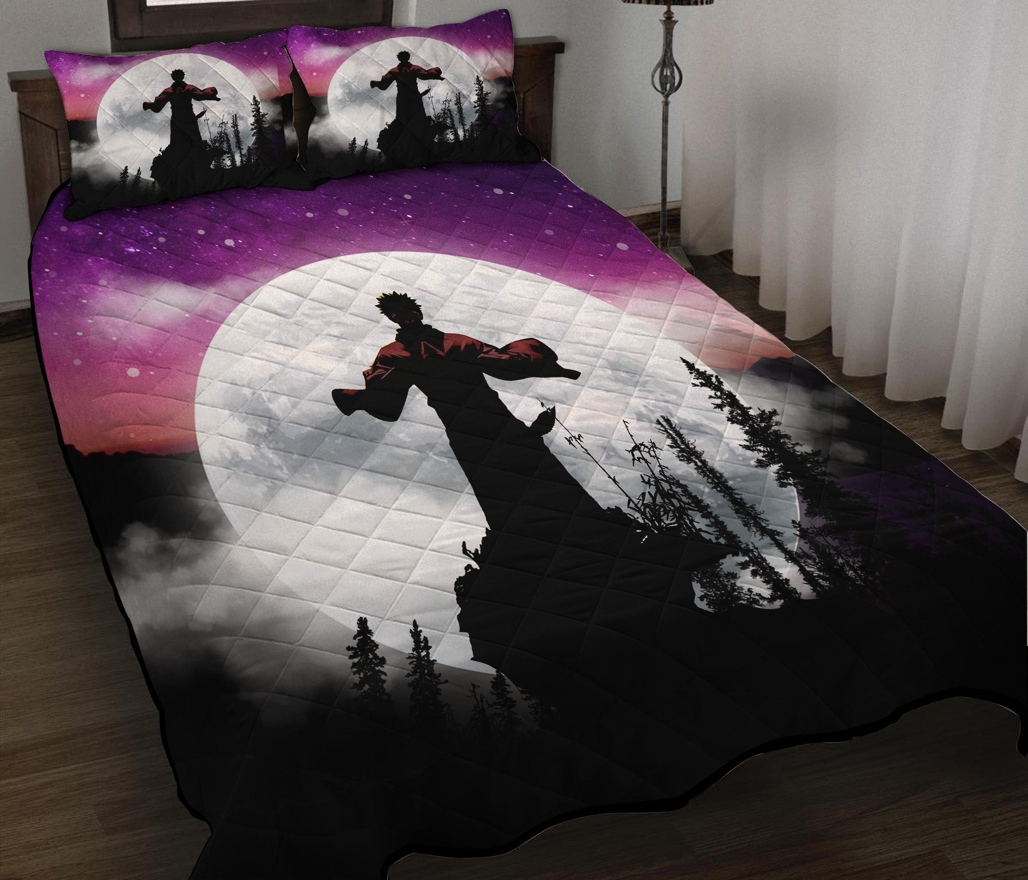 Jujutsu Kaisen Sukuna Anime Moon Night Galaxy Quilt Bed Sets Nearkii