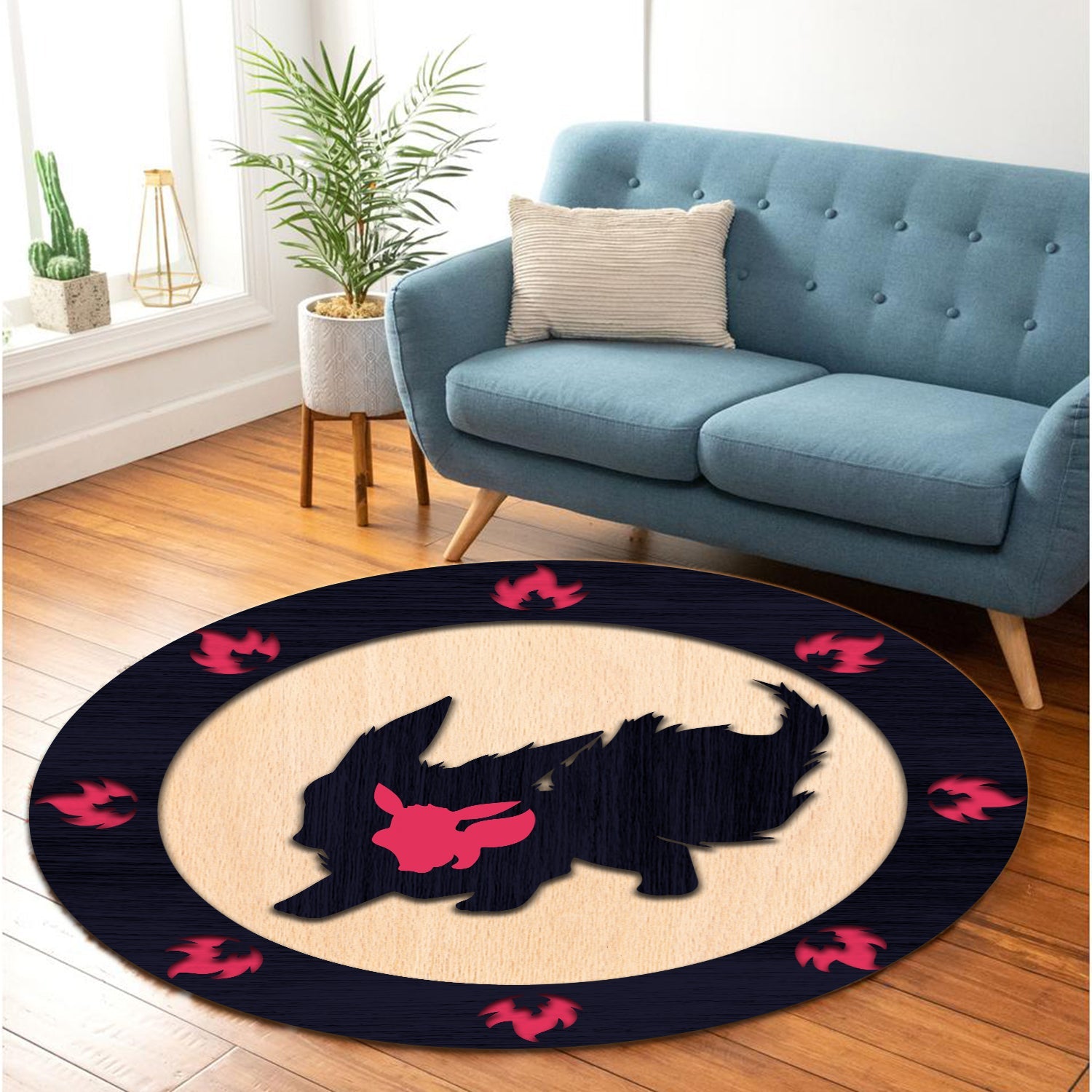 Flareon Eevee Pokemon Evolution Round Carpet Rug Bedroom Livingroom Home Decor Nearkii