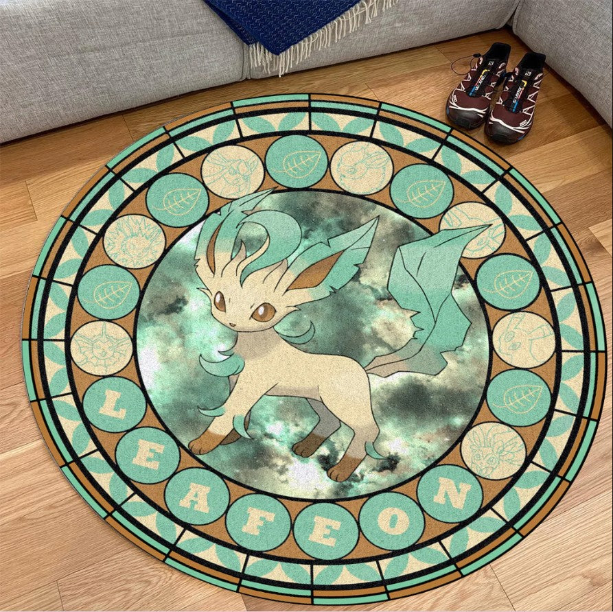 Pokemon Leafeon Round Carpet Rug Bedroom Livingroom Home Decor