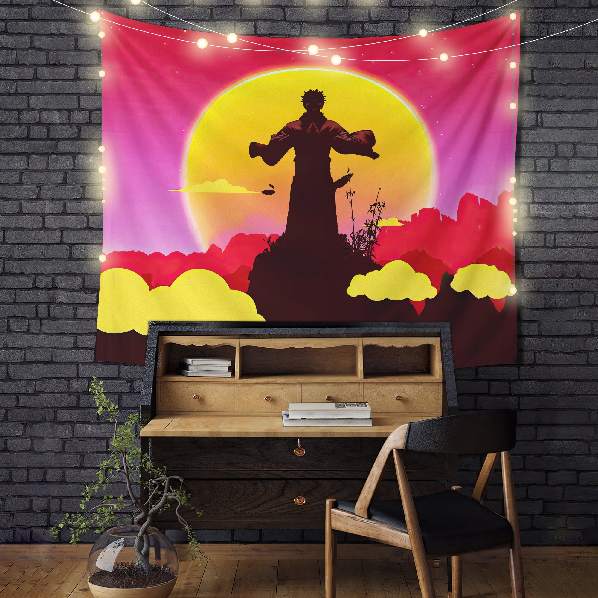 Jujutsu Kaisen Sukuna Anime Sunset Tapestry Room Decor Nearkii