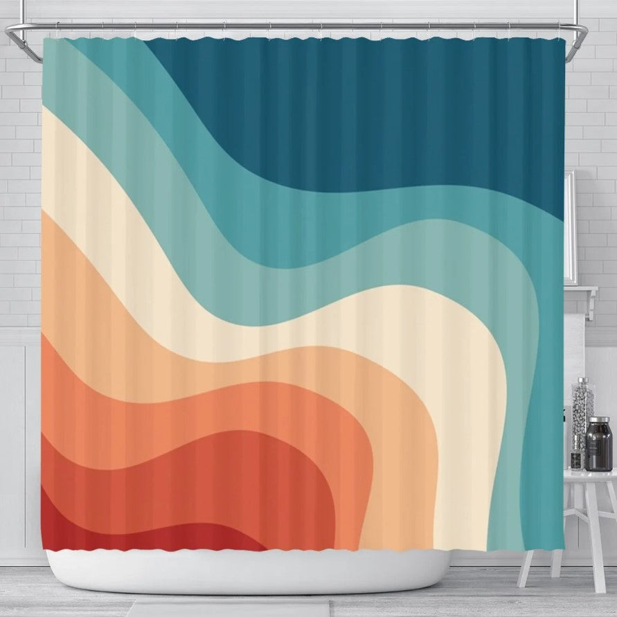 Vintage Retro Wave Colors Shower Curtain