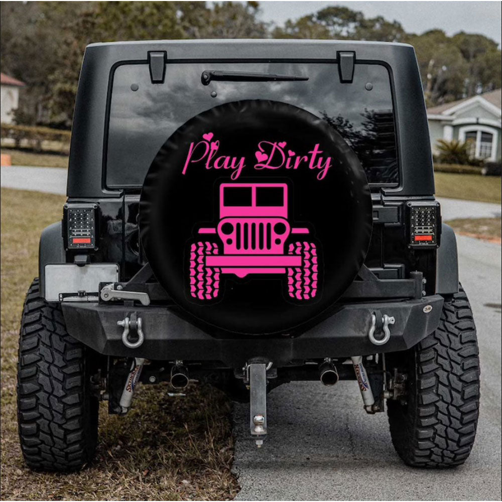 Play Dirty Pink Jeep Car Spare Tire Cover Gift For Campers Nearkii