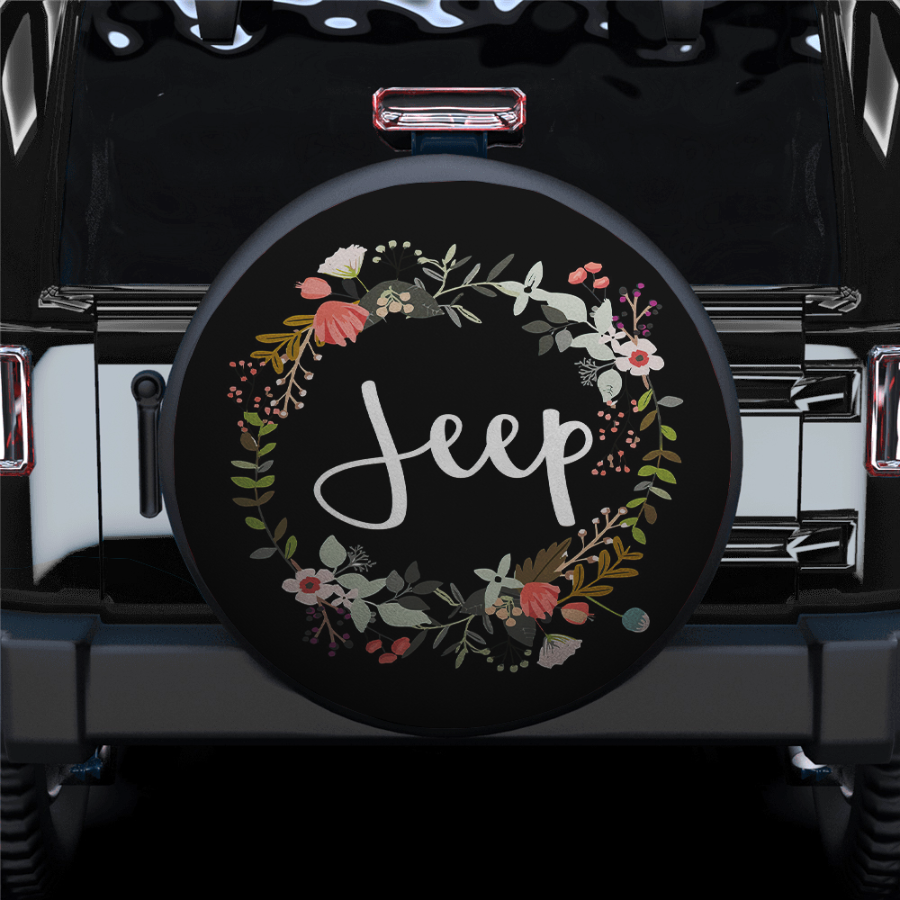 Vintage Jeep Flower Car Spare Tire Cover Gift For Campers Nearkii