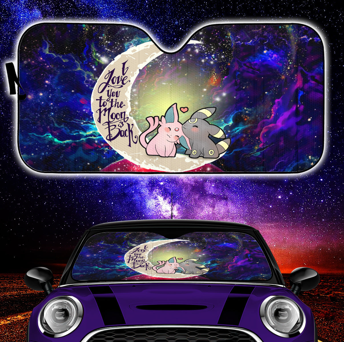 Pokemon Espeon Umbreon Love You To The Moon Galaxy Car Auto Sunshades Nearkii