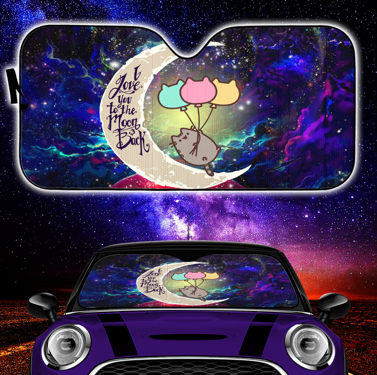 Pusheen Cat Love You To The Moon Galaxy Car Auto Sunshades Nearkii