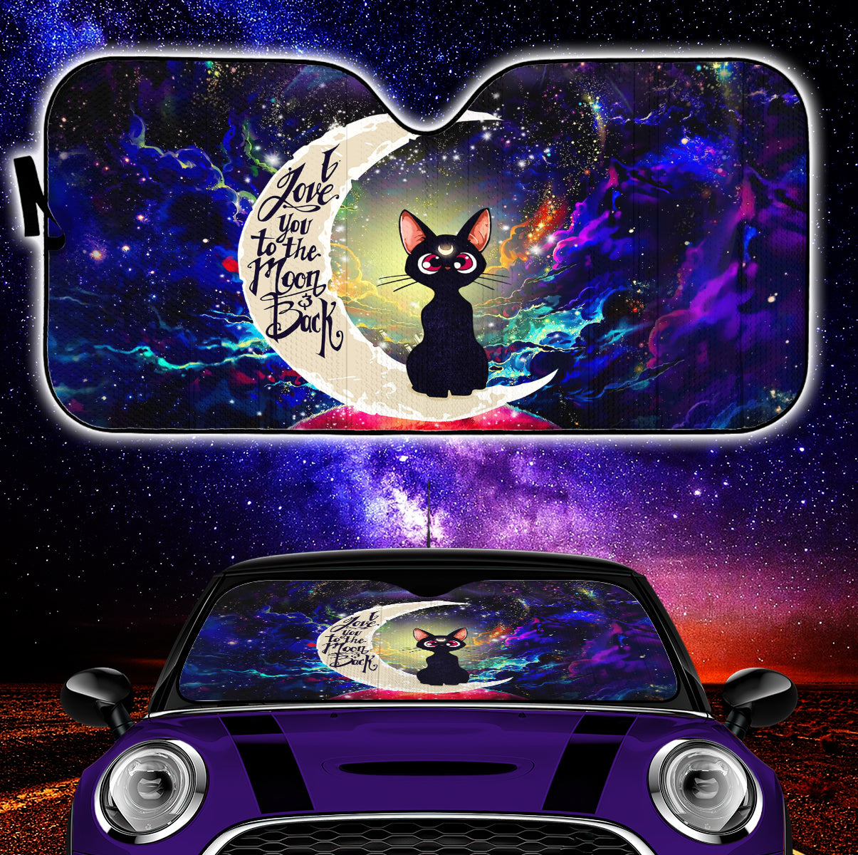 Sailor Moon Cat Love You To The Moon Galaxy Car Auto Sunshades Nearkii