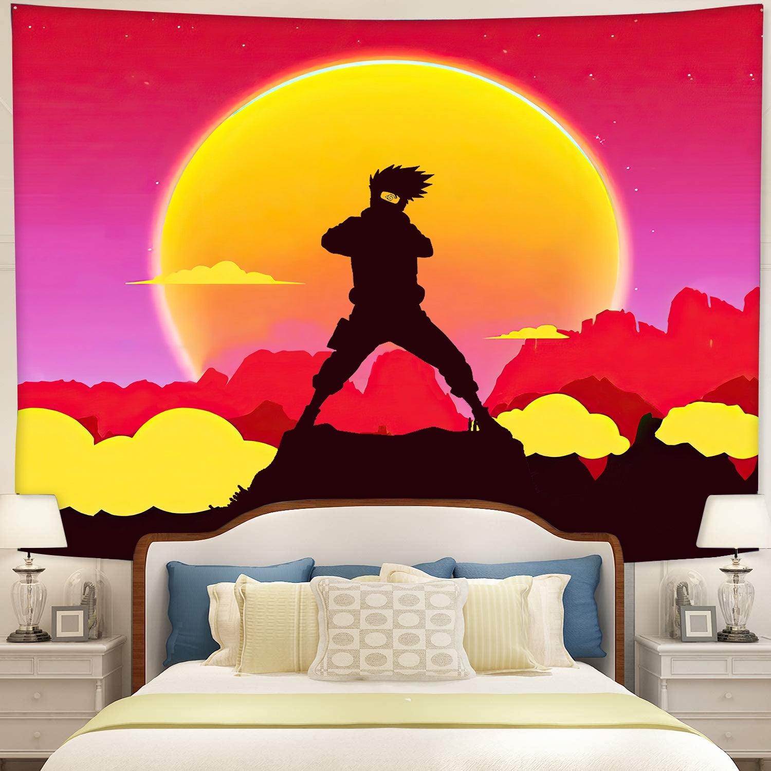 Kakashi Naruto Anime Sunset Tapestry Room Decor Nearkii