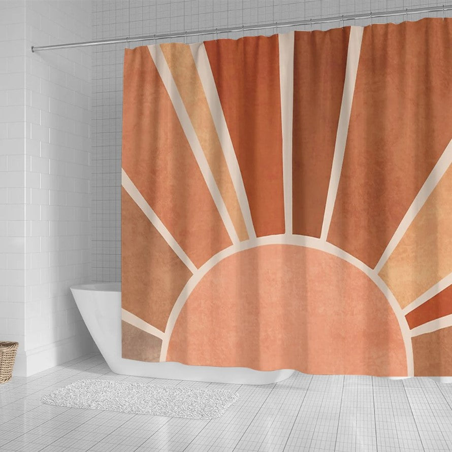 Abstract Vintage Sunset Canvas Shower Curtain