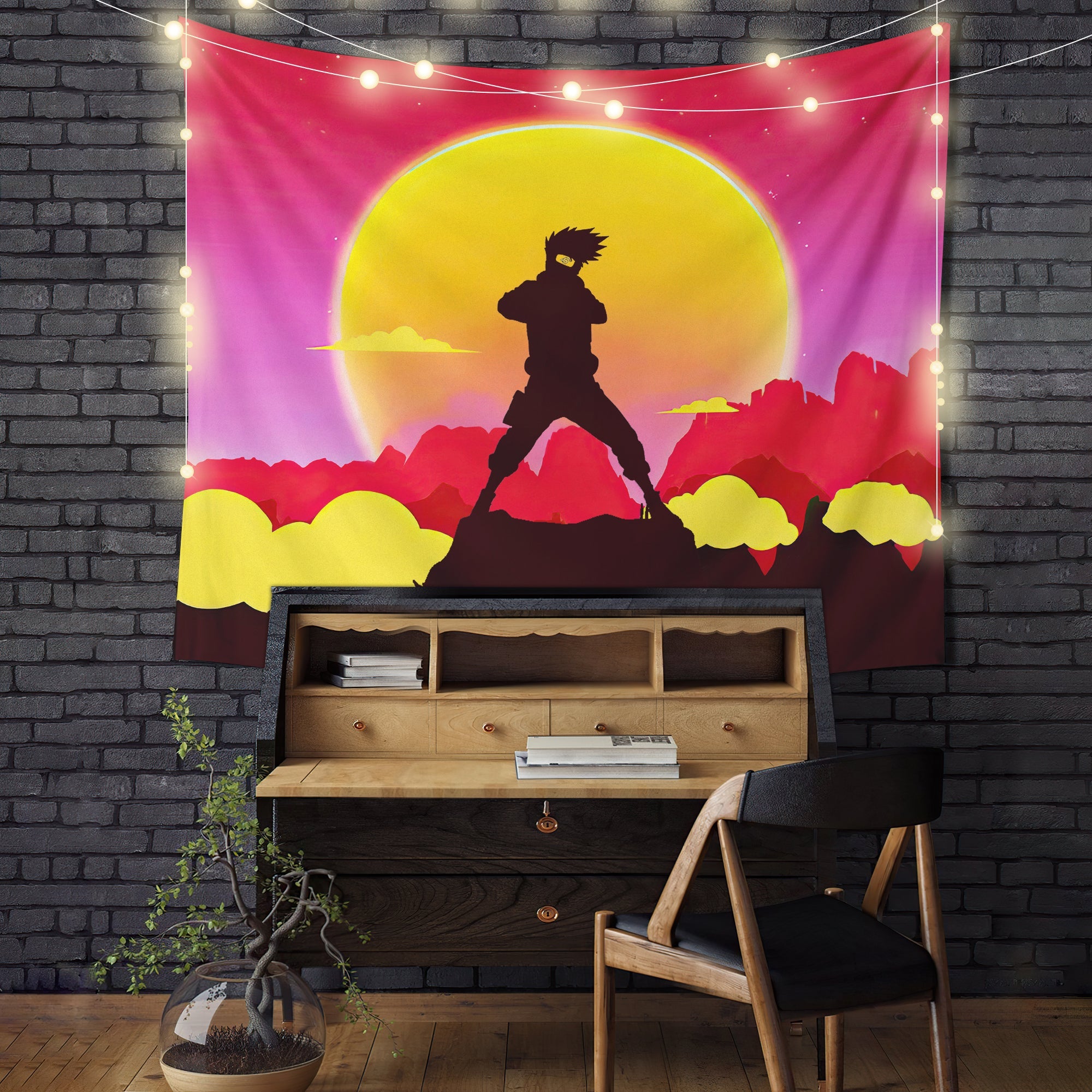 Kakashi Naruto Anime Sunset Tapestry Room Decor Nearkii