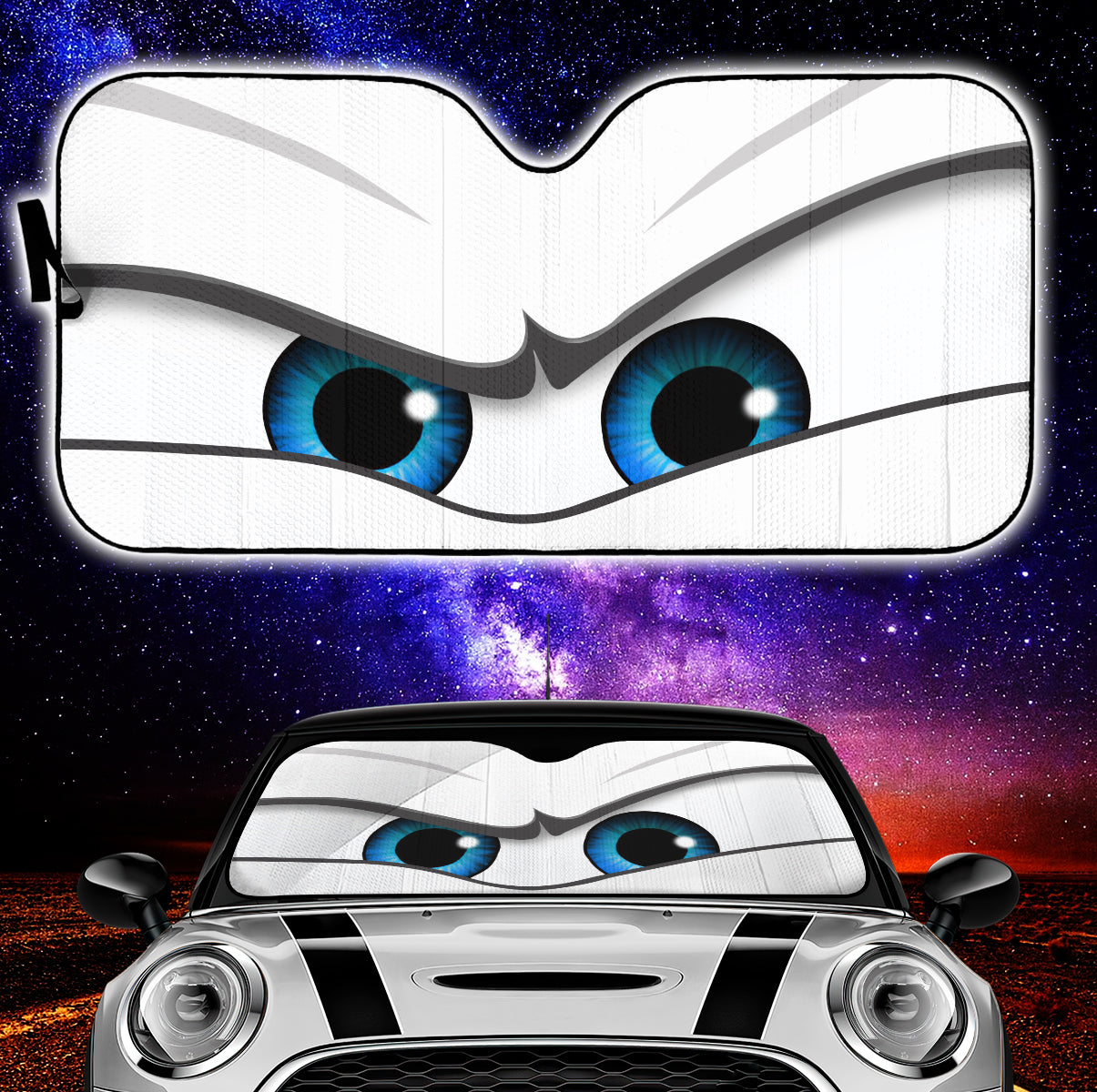 White Angry Eyes Car Auto Sun Shades Nearkii