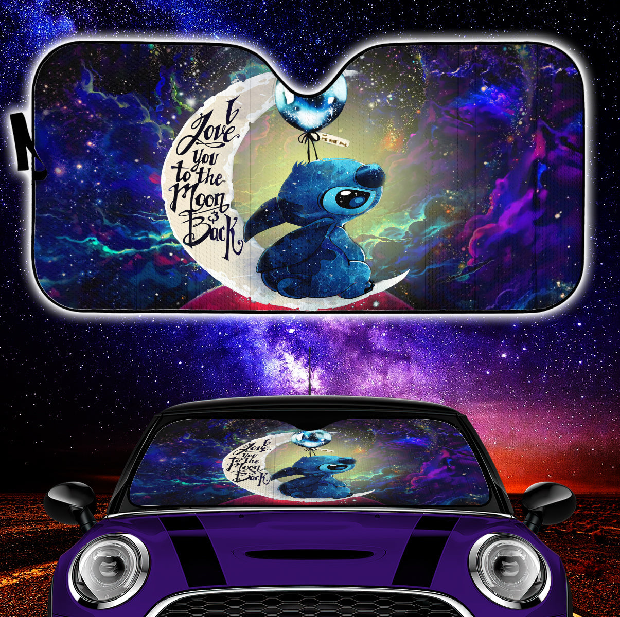 Stitch Love You To The Moon Galaxy Car Auto Sunshades Nearkii