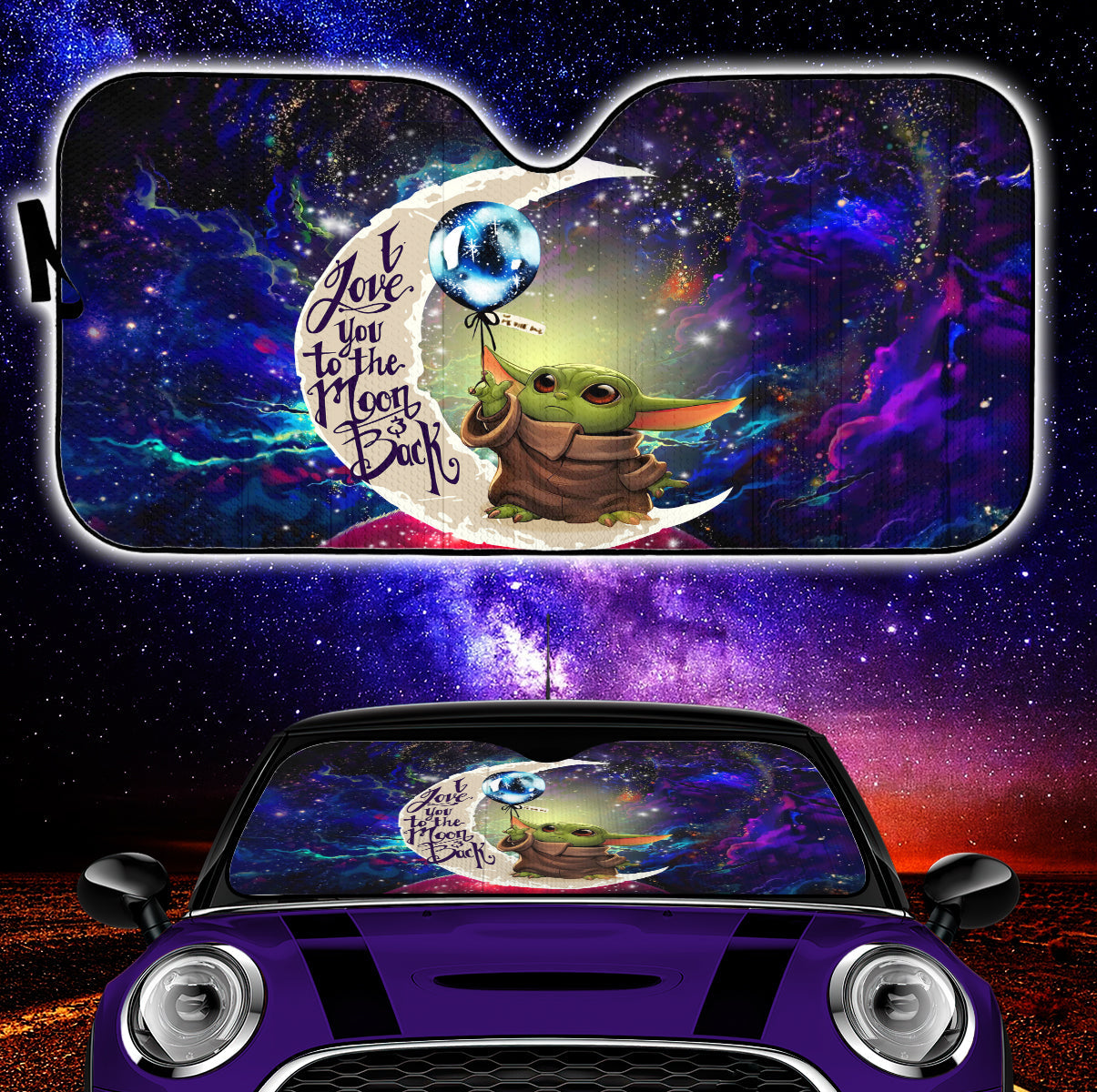 Baby Yoda Love You To The Moon Galaxy Car Auto Sunshades Nearkii