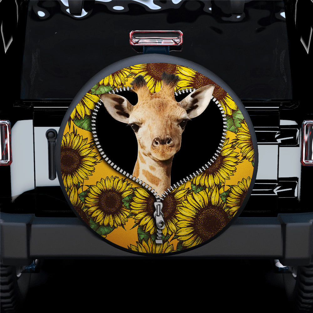 Giraffe Sunflower Zipper Car Spare Tire Covers Gift For Campers Nearkii