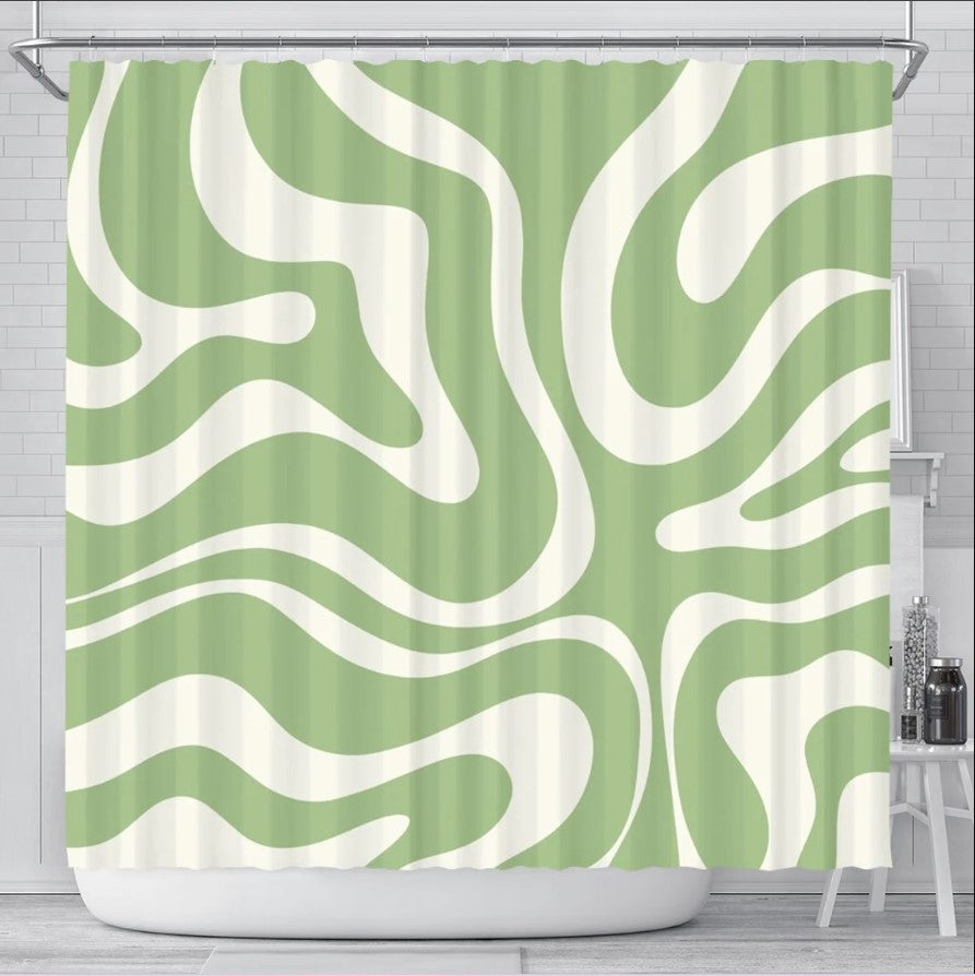 Green Wave Shower Curtain