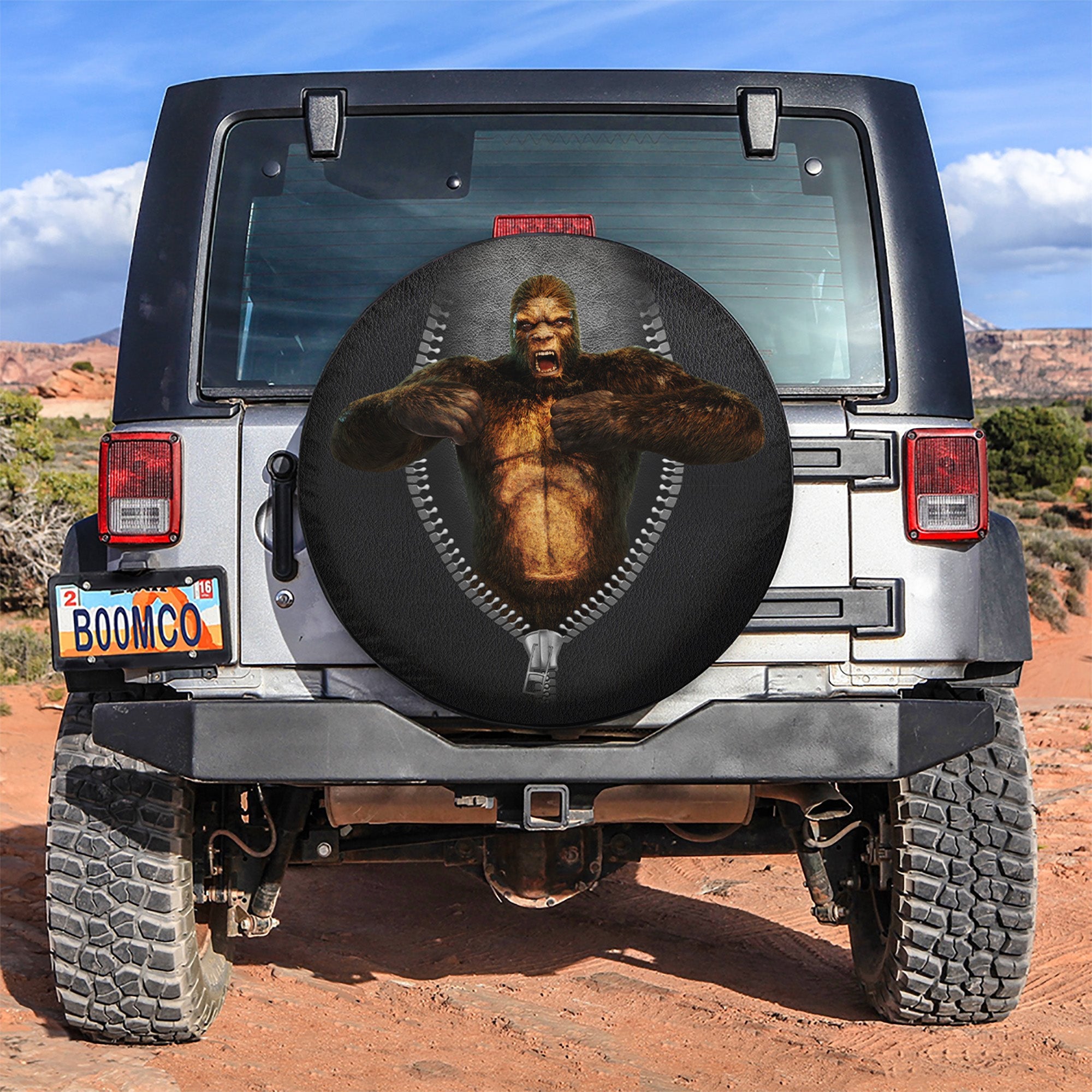 Bigfoot Zipper Car Spare Tire Covers Gift For Campers Nearkii