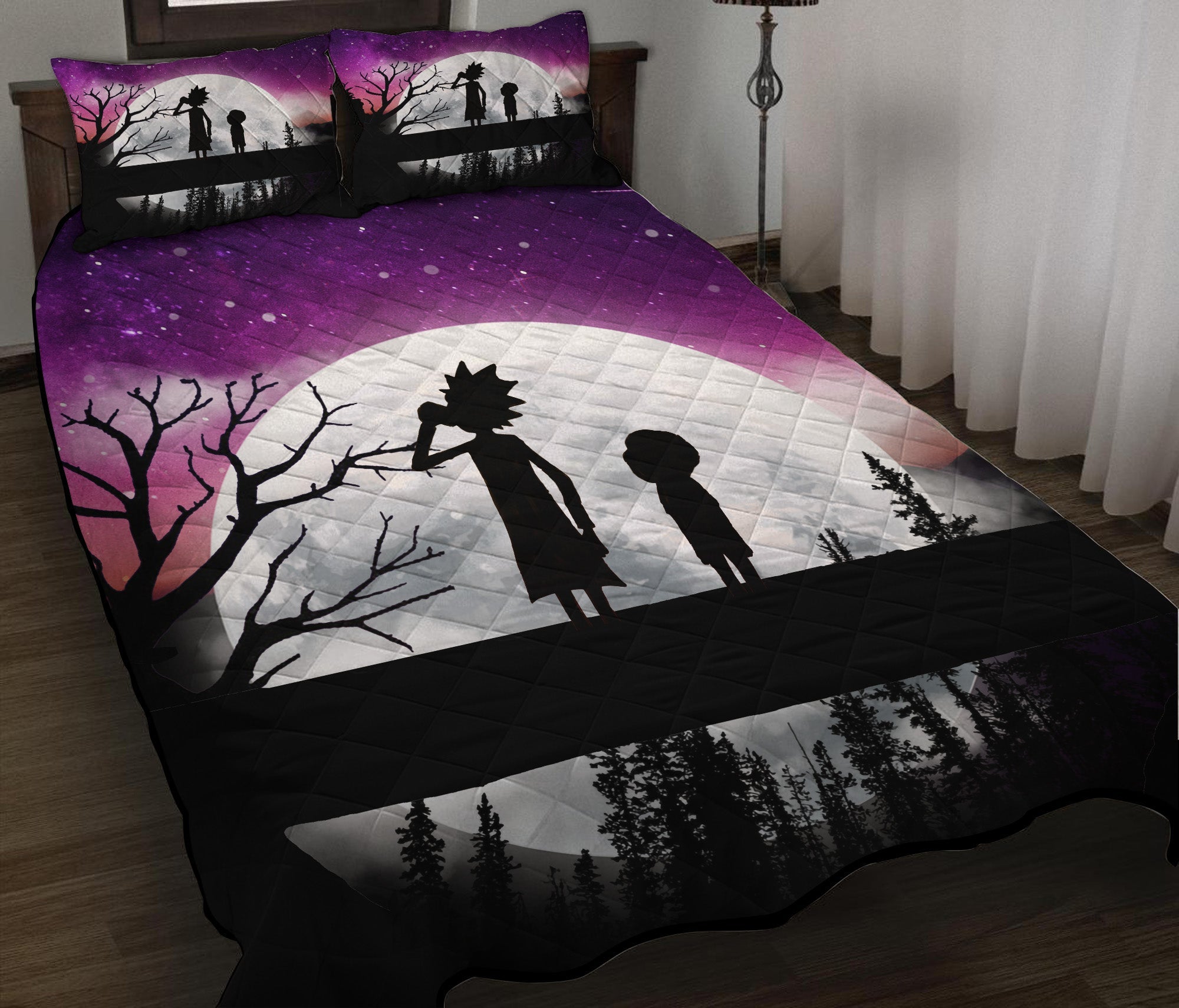 Rick And Morty Moon Night Quilt Bed Sets Nearkii