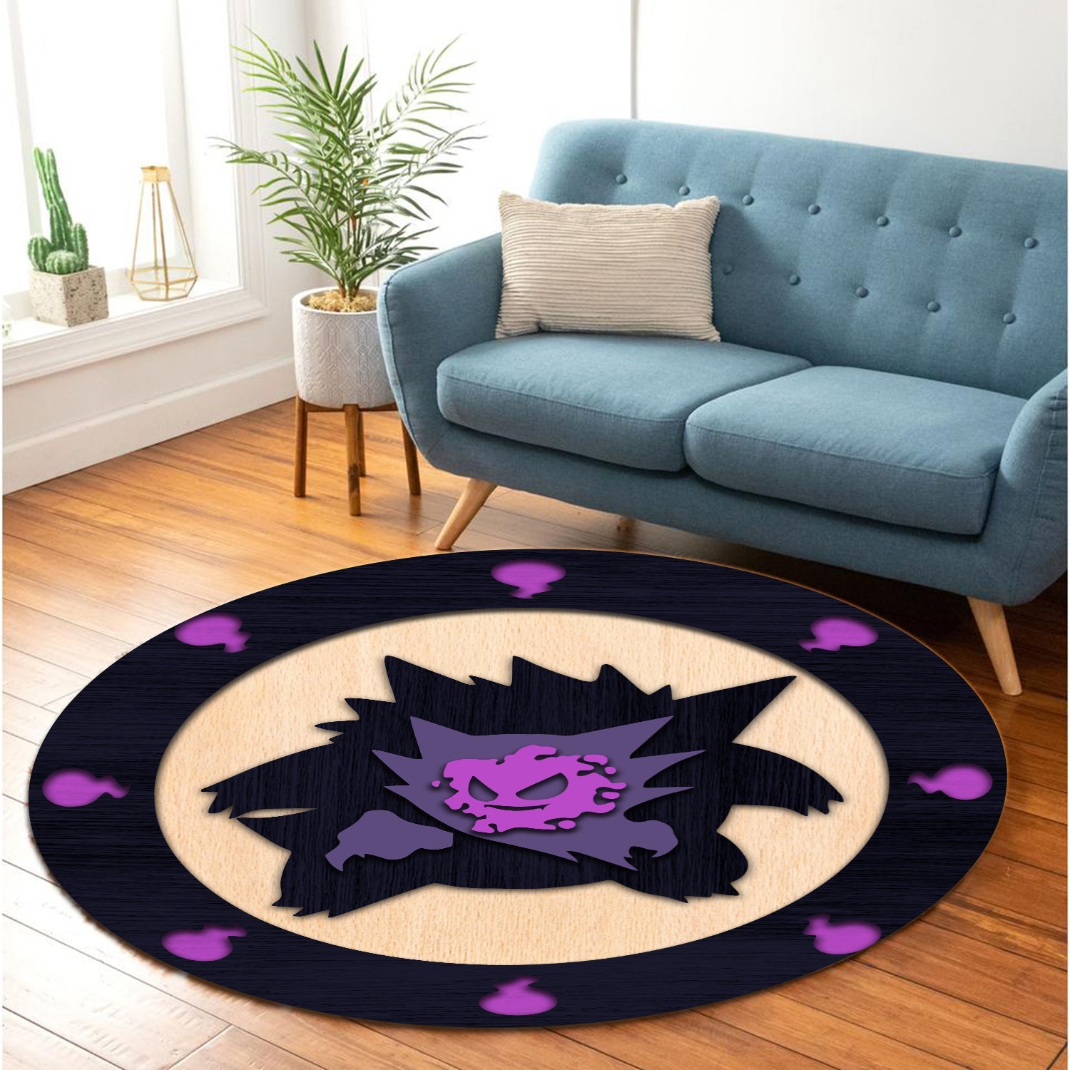 Gengar Pokemon Evolution Round Carpet Rug Bedroom Livingroom Home Decor Nearkii