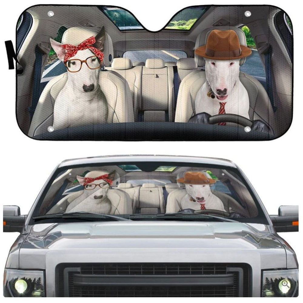 Bull Terrier Couple Dog Car Auto Sun Shades Windshield Accessories Decor Gift Nearkii