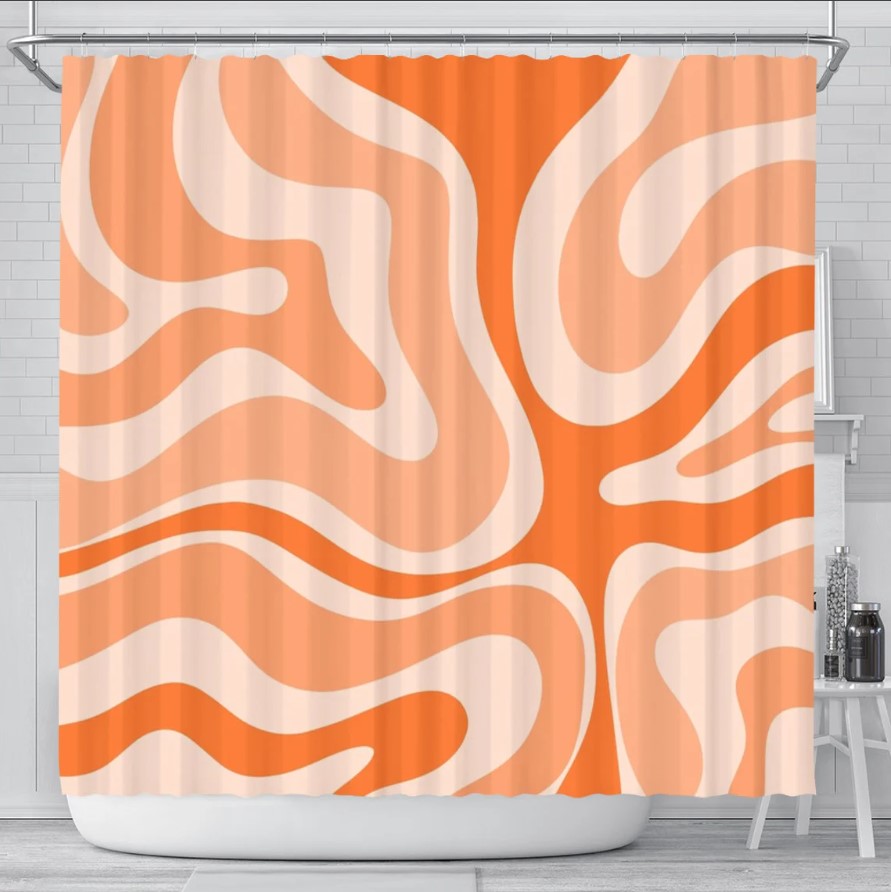 Orange Wave Shower Curtain