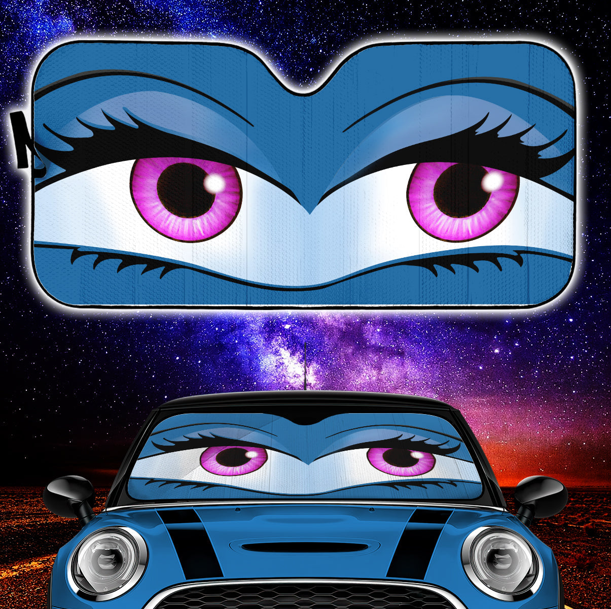 Funny Cute Anime Lady Cartoon Girly Blue Car Auto Sunshades Nearkii