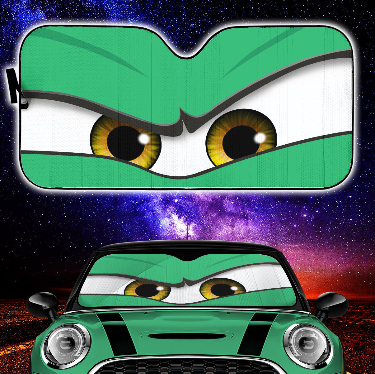 Green Angry Eyes Car Auto Sun Shades Nearkii