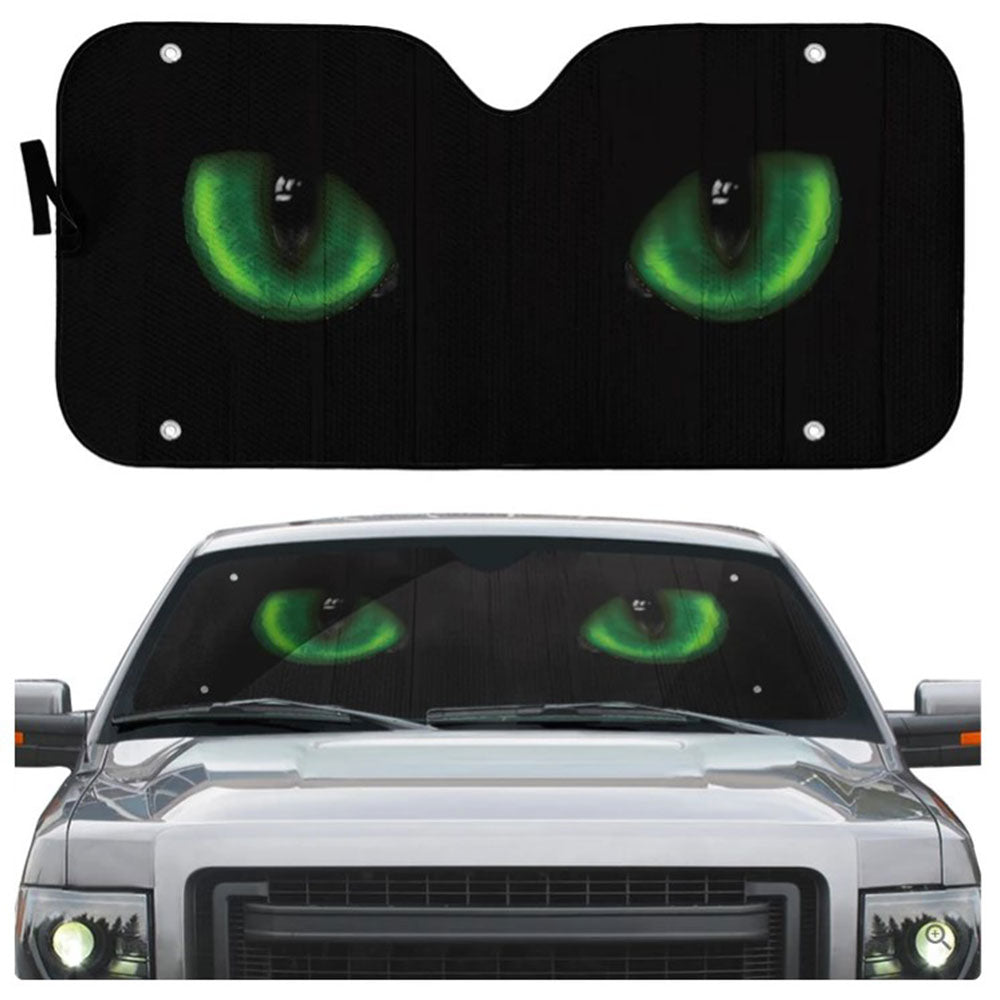 Green Dangerous Wild Black Cat Eyes In The Dark Custom Car Auto Sun Shades Windshield Accessories Decor Gift Nearkii