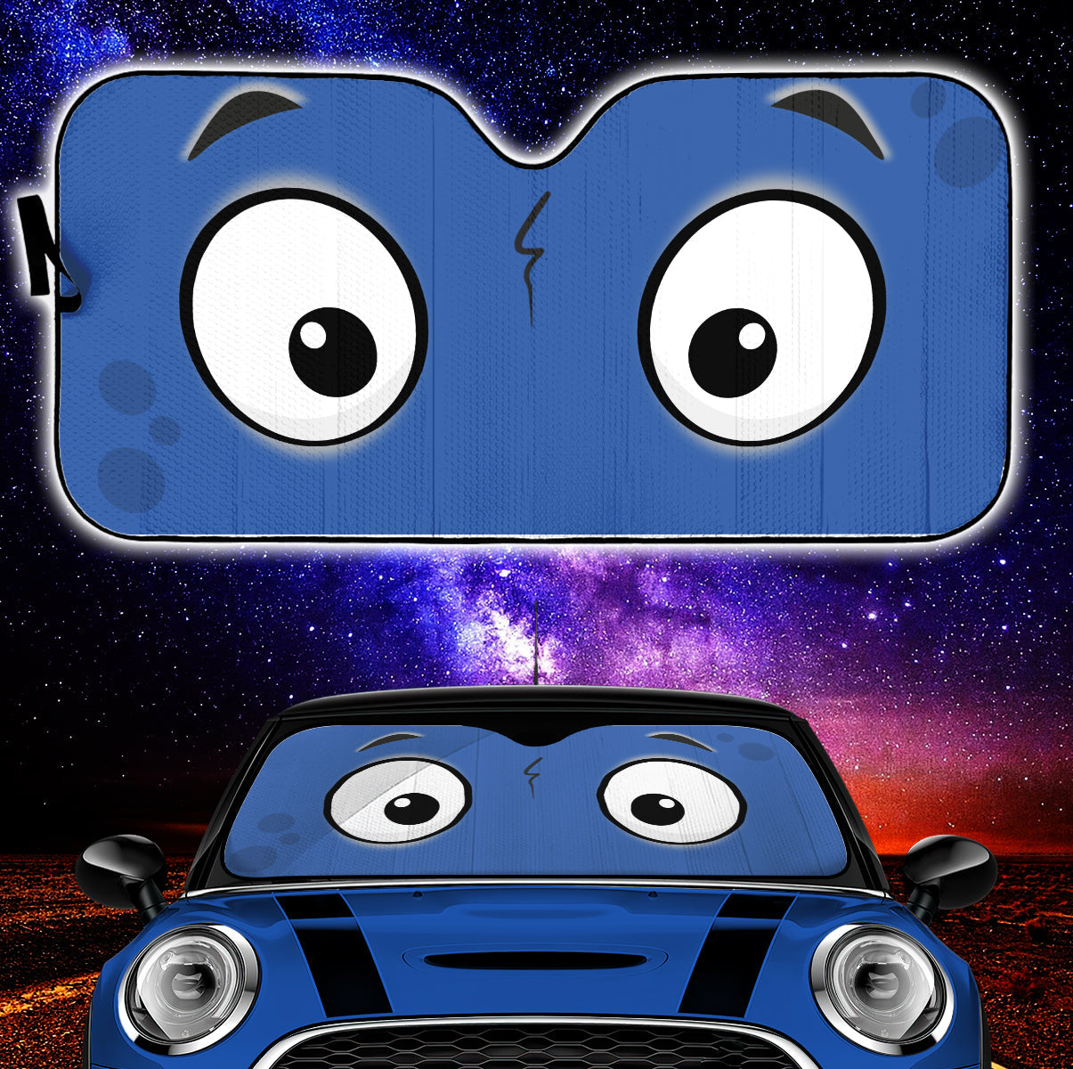 Blue Slight Surprised Cartoon Eyes Car Auto Sunshades Nearkii