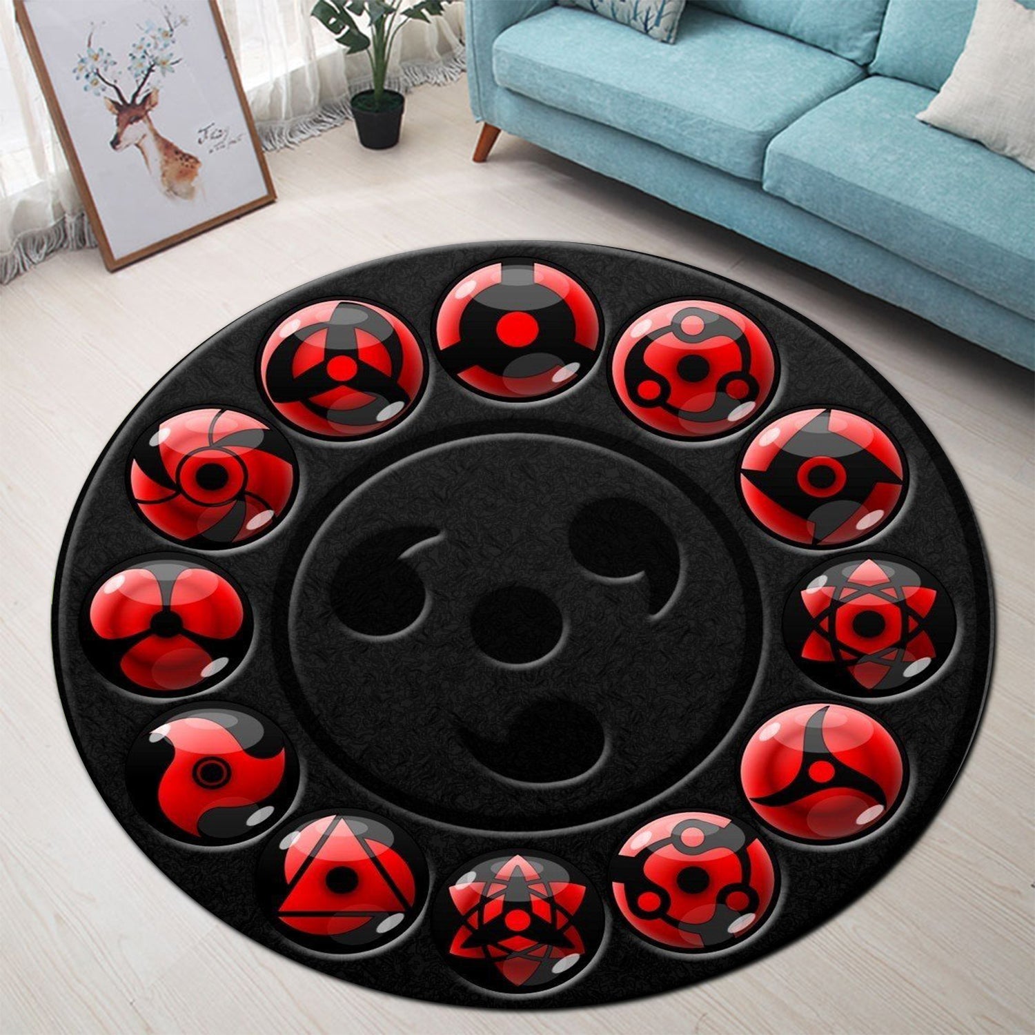 Sharingan Naruto Round Carpet Rug Bedroom Livingroom Home Decor Nearkii