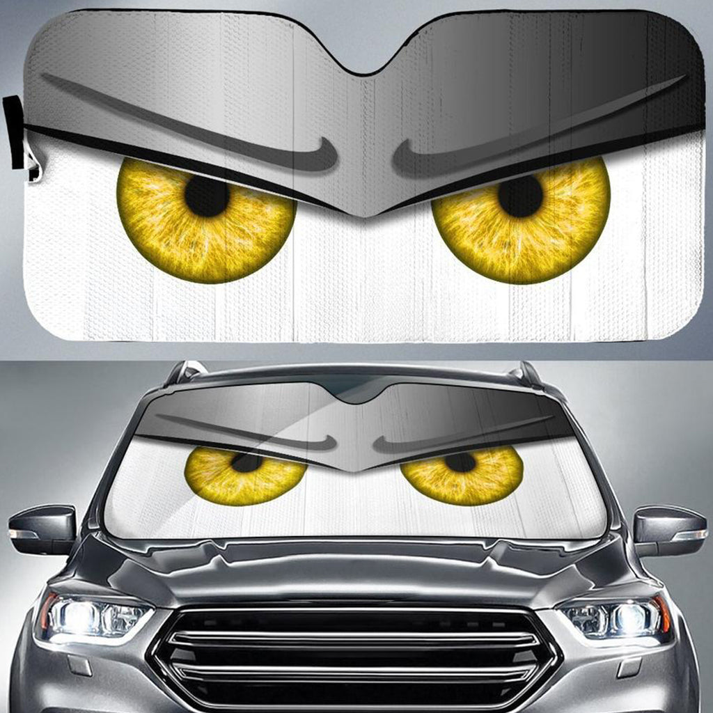 Silver Funny Angry Cartoon Eyes Car Auto Sun Shades Windshield Accessories Decor Gift Nearkii