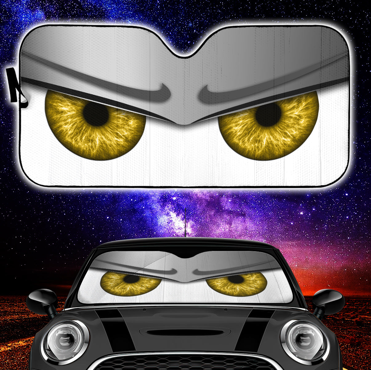 Silver Funny Angry Cartoon Eyes Car Auto Sun Shades Windshield Accessories Decor Gift Nearkii