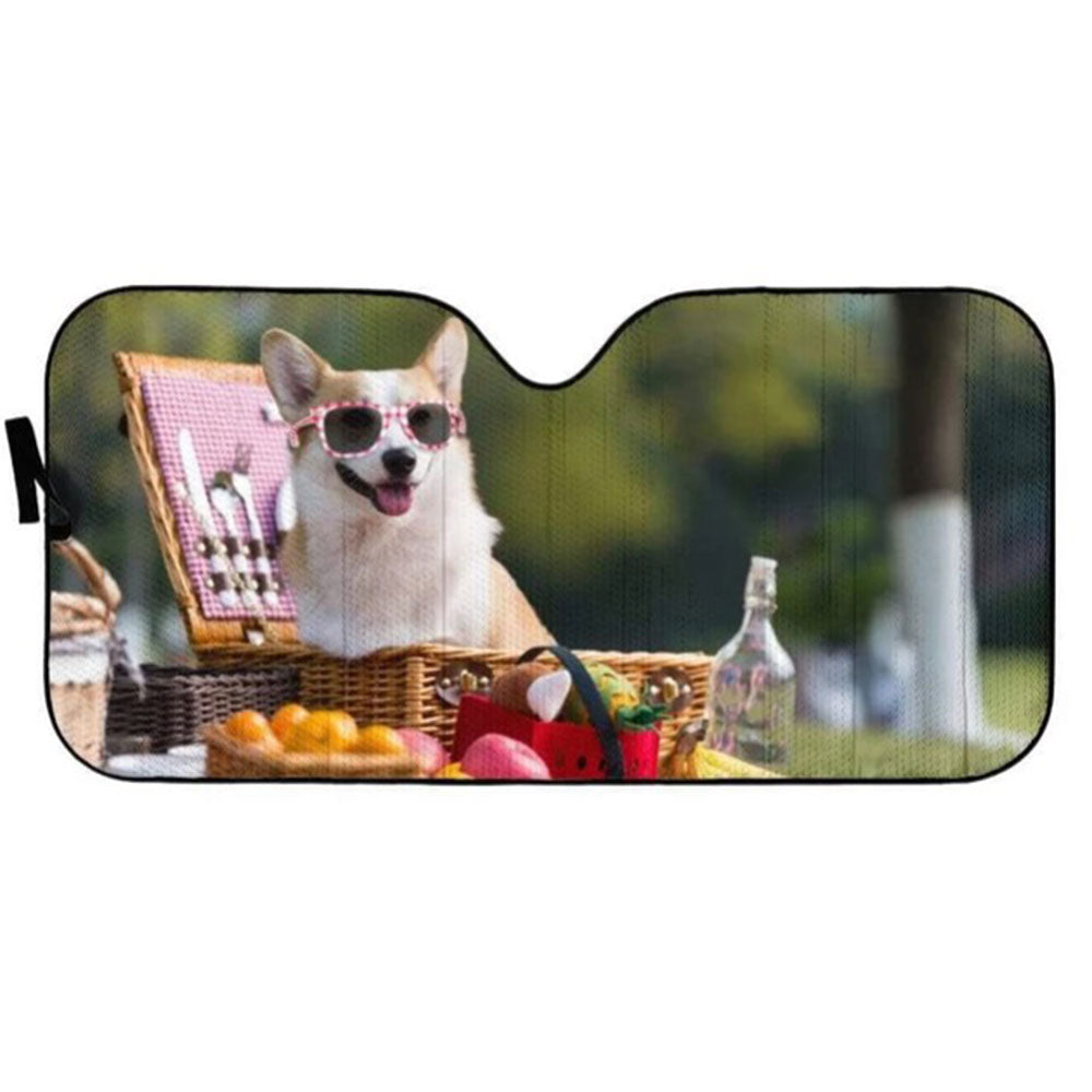 Corgi Picnic Custom Car Auto Sun Shades Windshield Accessories Decor Gift Nearkii