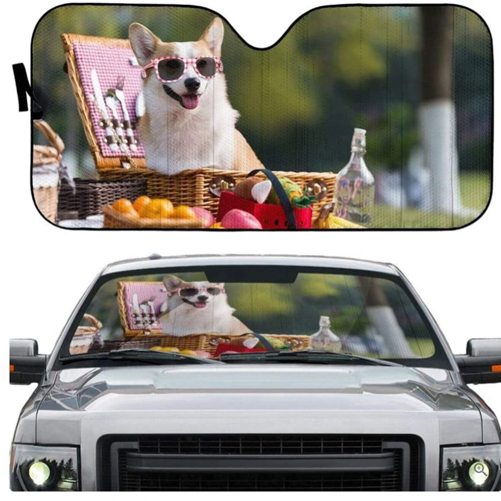 Corgi Picnic Custom Car Auto Sun Shades Windshield Accessories Decor Gift Nearkii