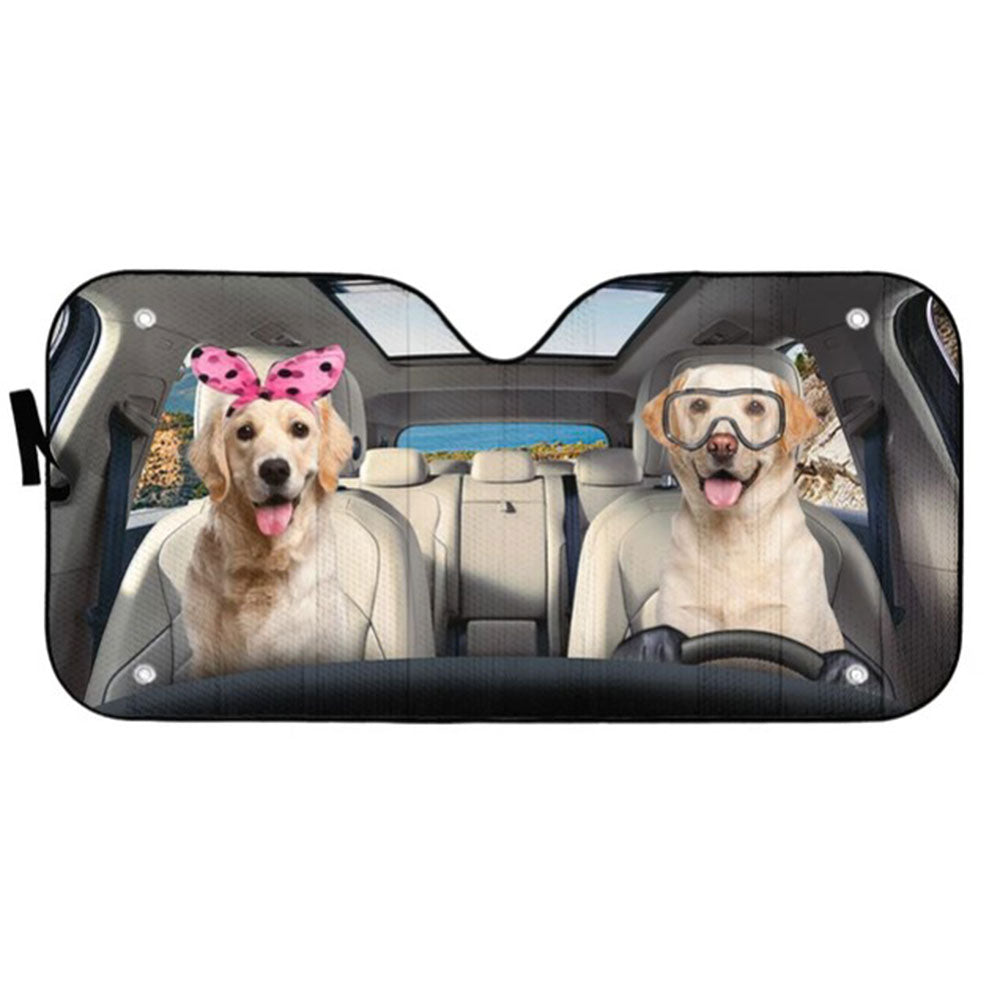 Labrador Retriever Couple Custom Car Auto Sun Shades Windshield Accessories Decor Gift Nearkii