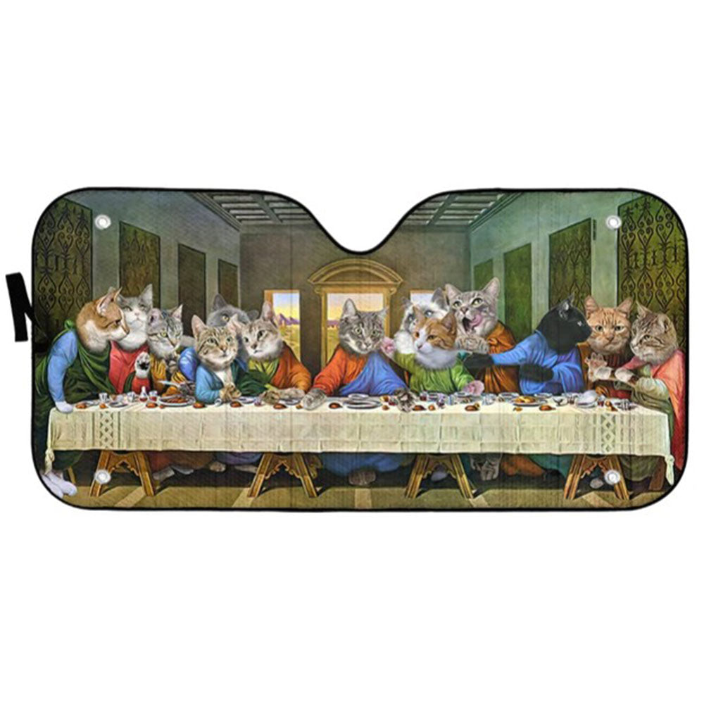 The Last Supper Cat Custom Car Auto Sun Shades Windshield Accessories Decor Gift Nearkii