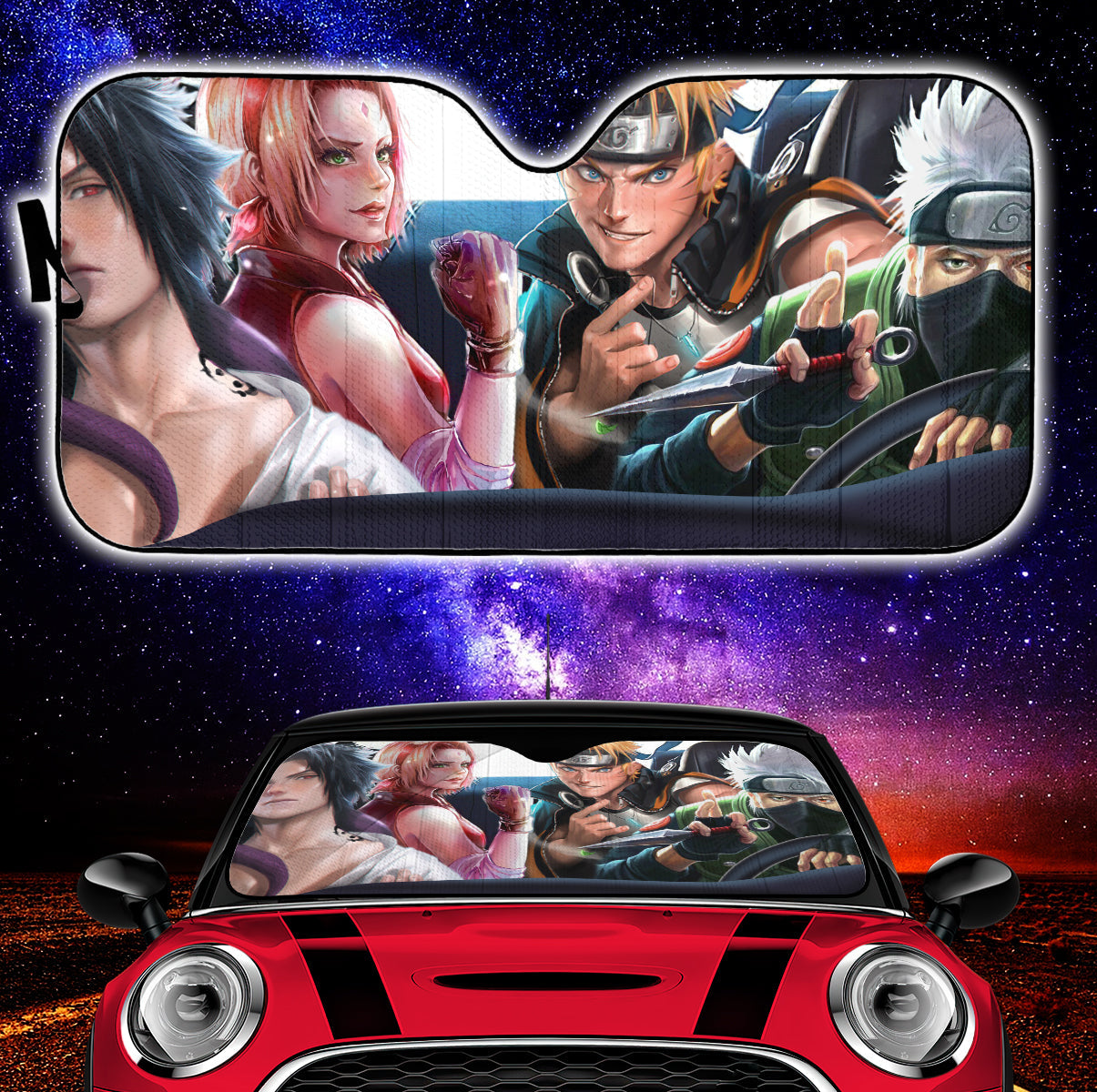 Naruto Sasuke Kakashi Team 7 Driving Anime Cool Funny Car Auto Sunshades Nearkii