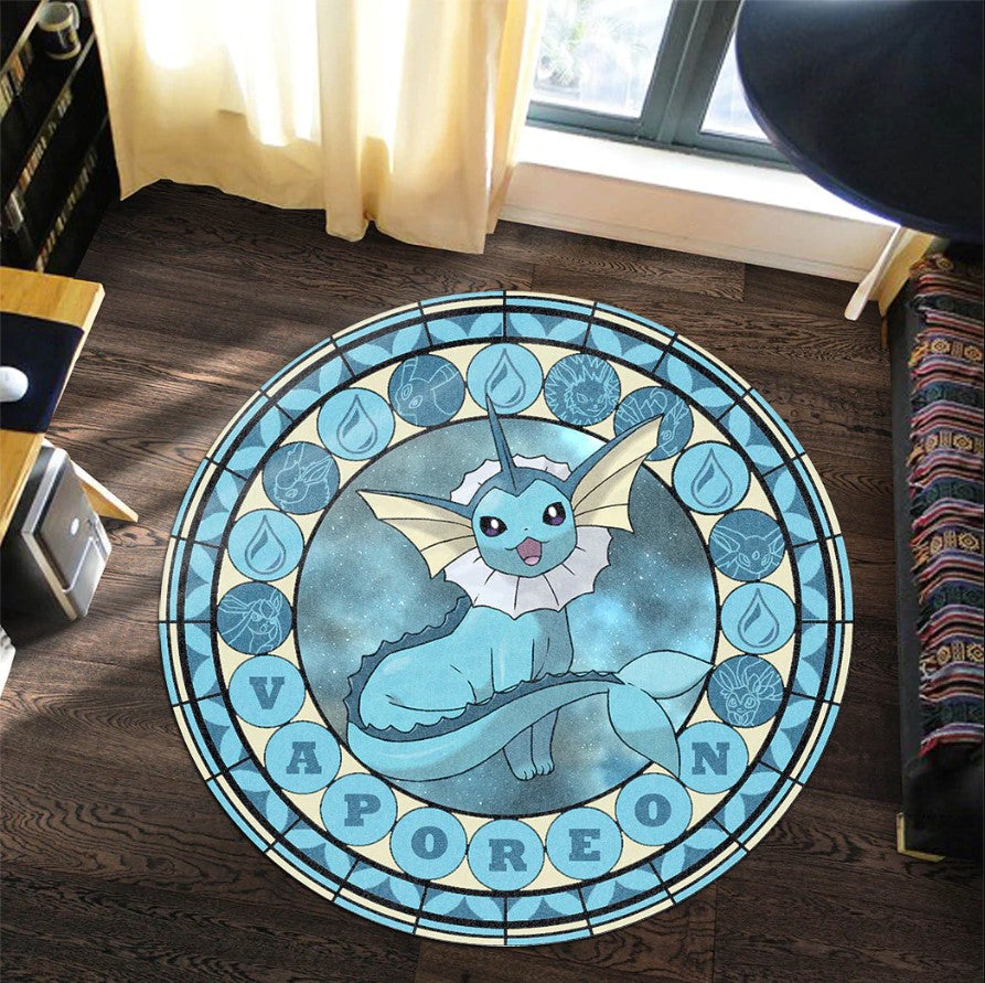 Pokemon Vaporeon Round Carpet Rug Bedroom Livingroom Home Decor