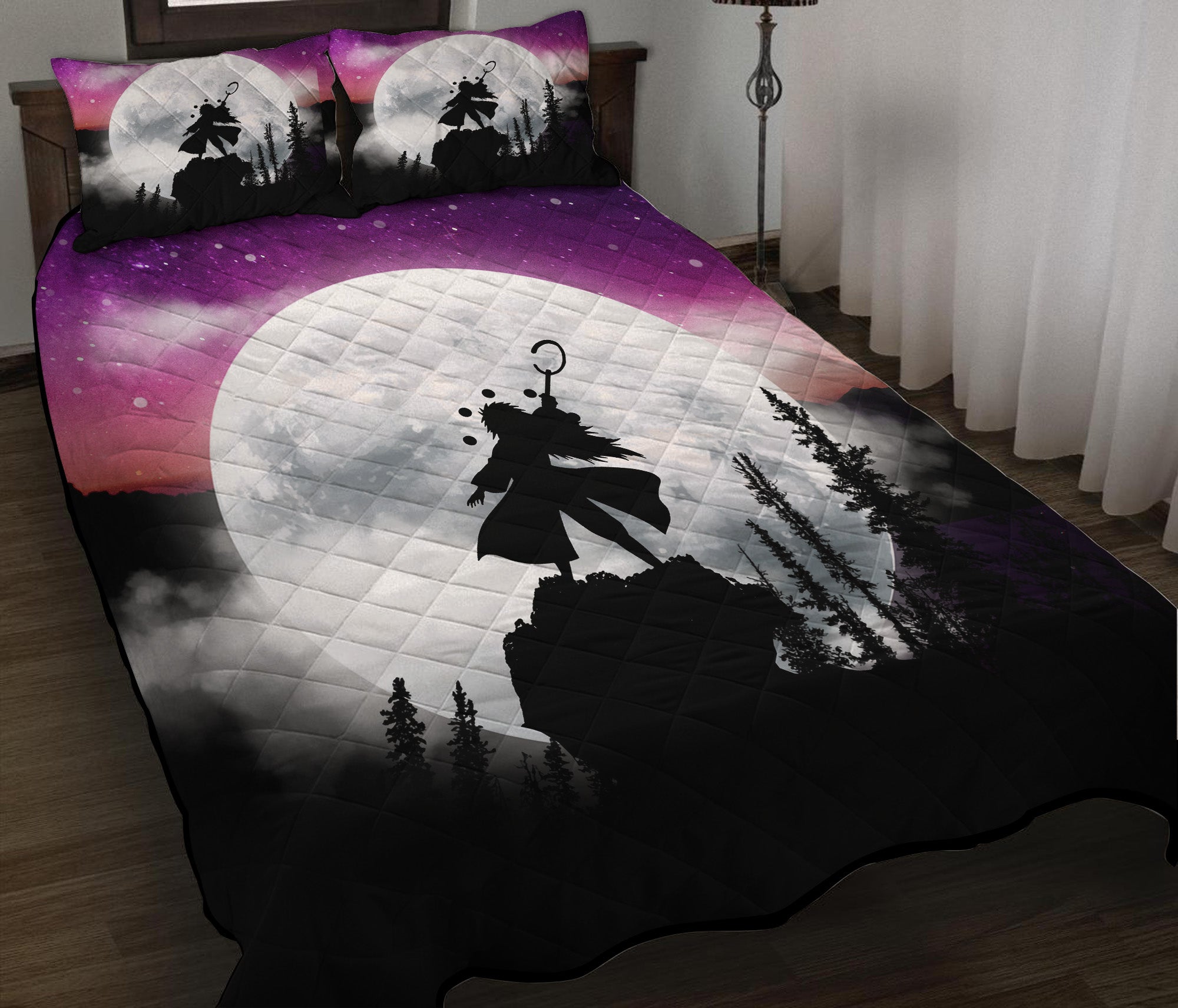 Uchiha Madara Naruto Anime Moon Night Galaxy Quilt Bed Sets Nearkii